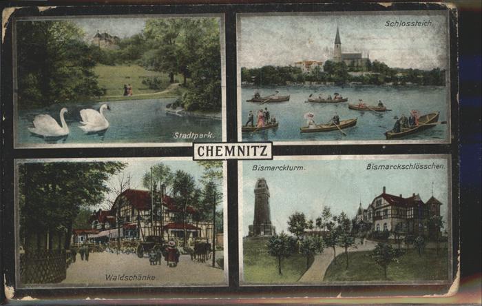 CHEMNITZ Sachsen Stadtpark Schlossteich Waldschaenke Bismarckturm Bismarckschloe