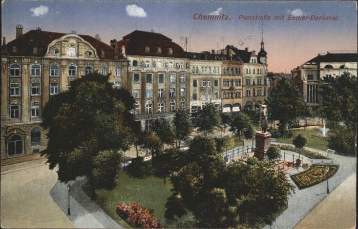 CHEMNITZ Sachsen Poststrasse mit Becker Denkmal