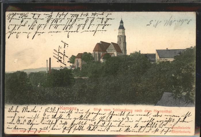 Kamenz Schlesien Blick vom Schlossberg zum Herrenthal Kü