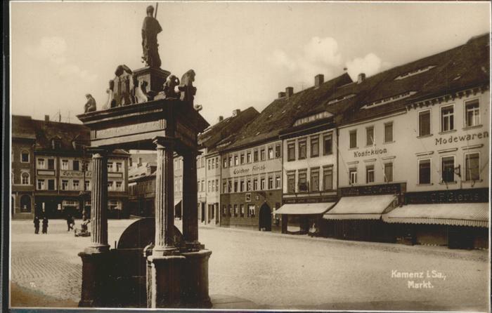 Kamenz Sachsen Marktplatz mit Brunnen