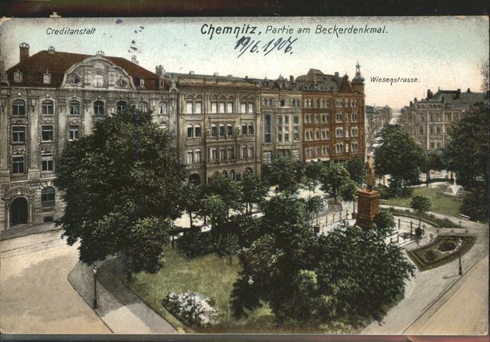 CHEMNITZ Sachsen Partie am Beckerdenkmal Creditanstalt Wiesenstrasse