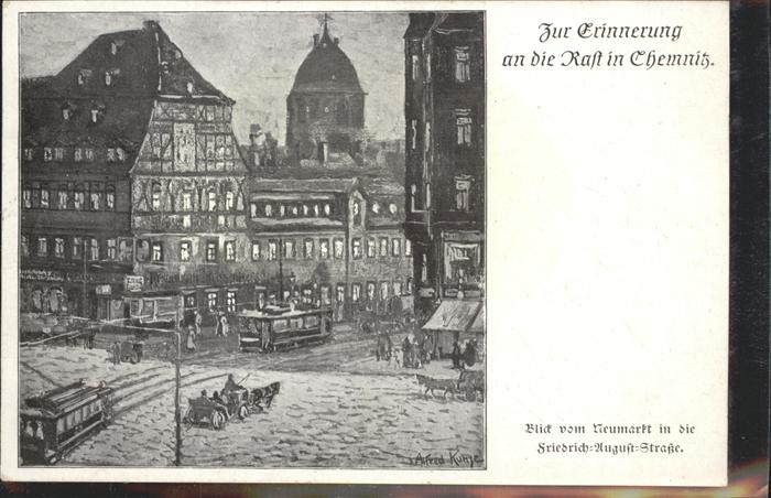 CHEMNITZ Sachsen Blick vom Neumarkt in die Friedrich August Strasse Feldpost Kue