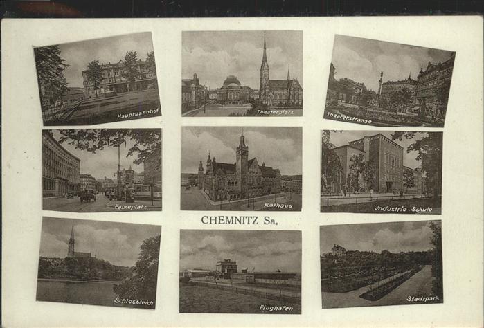 CHEMNITZ Sachsen Hauptbahnhof Theaterplatz Rathaus Falkeplatz Industrieschule Fl