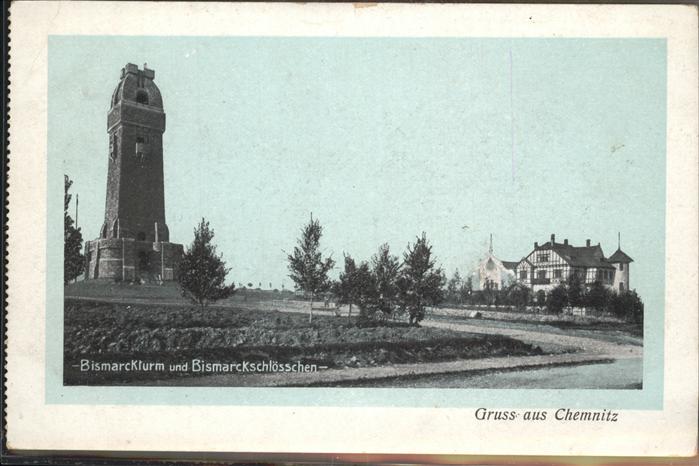 CHEMNITZ Sachsen Bismarckturm und Bismarckschloesschen