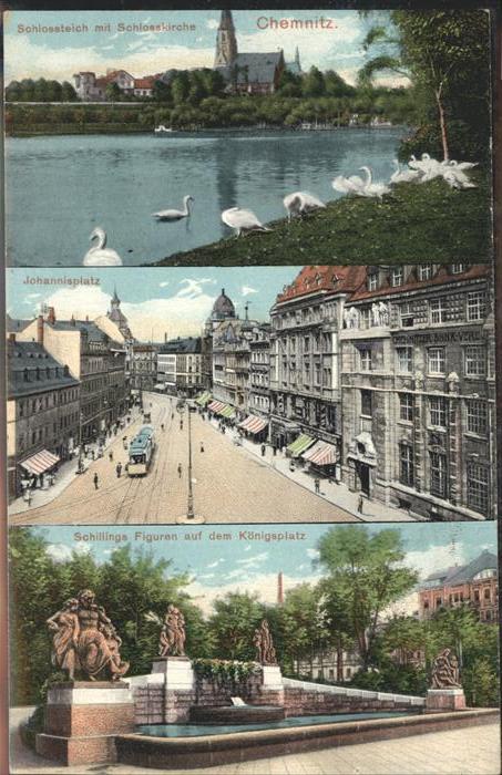 Chemnitz Schlossteich mit Schlosskirche Johannis