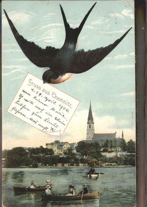 Chemnitz Schlossteich mit Schlosskirche Künstler