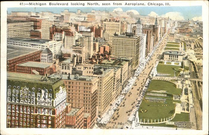 Chicago Illinois Michigan Blvd looking North   seen from Aeroplane