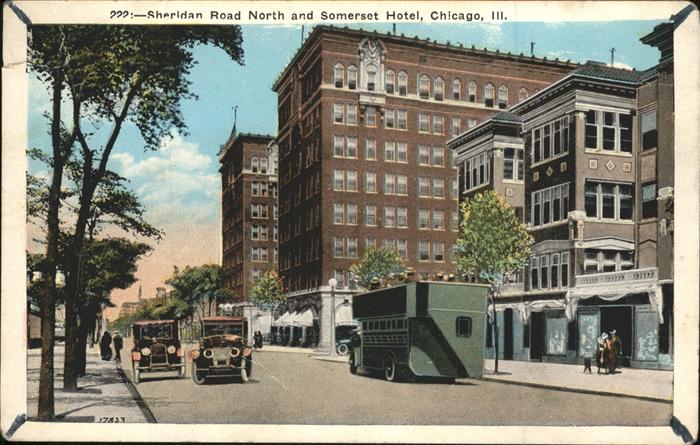 Chicago Illinois Somerset Hotel Sheridan Road Autos Bus