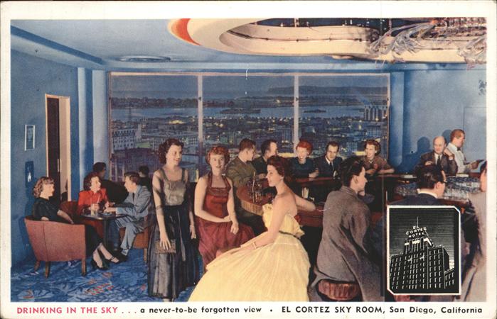 San Diego California El Cortez Sky Room Bar Drinking Frauen Abendkleid