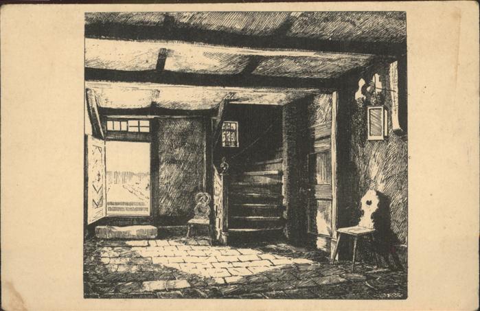 Eisenach Thueringen Aus dem Bach Haus Hausflur Federzeichnu