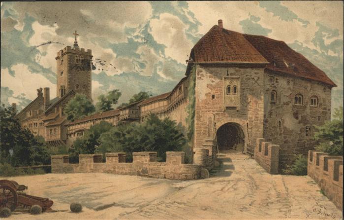 Eisenach Thueringen Die Wartburg von Norden Künstlerkarte