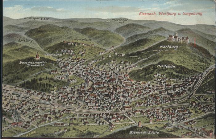 Eisenach Thueringen Die Wartburg und Umgebung Panoramakarte