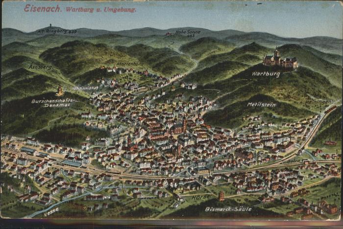 Eisenach Thueringen Die Wartburg und Umgebung Panoramakarte