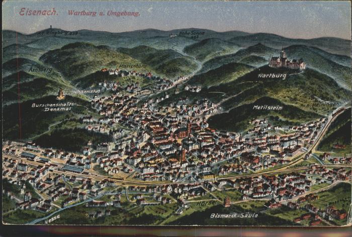 Eisenach Thueringen Die Wartburg und Umgebung Panorama