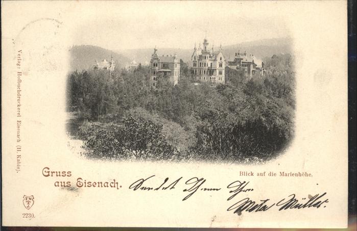 Eisenach Thueringen Blick auf die Marienhöhe