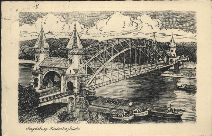 MAGDEBURG  CITY Hindenburgbruecke Schiffe