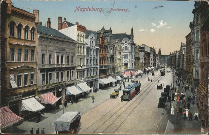 MAGDEBURG  CITY Breiteweg Strassenbahn Pferdewagen Autos