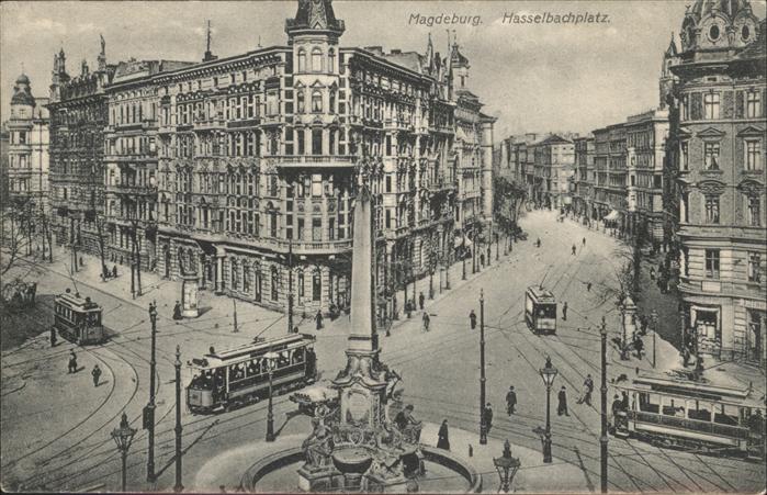 MAGDEBURG  CITY Hasselbachplatz Brunnen Strassenbahn