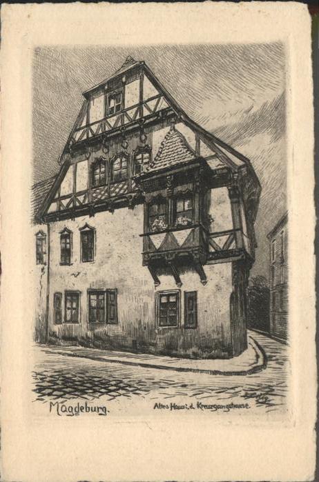 MAGDEBURG  CITY Altes Haus Kreuzgangstrasse Kuenstlerkarte