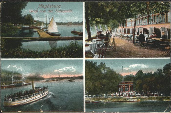 MAGDEBURG  CITY Salzquellen Terrasse Schif Segelboote