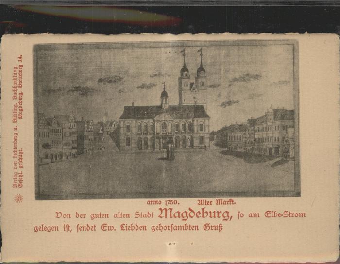 Magdeburg Alter Markt alte Zeichnung