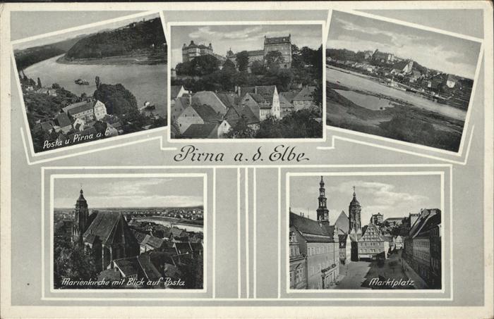 Pirna Elbe Sachsen Posta Marienkirche Marktplatz