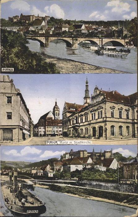 Pirna Elbe Sachsen Elbbruecke Markt Stadtkirche