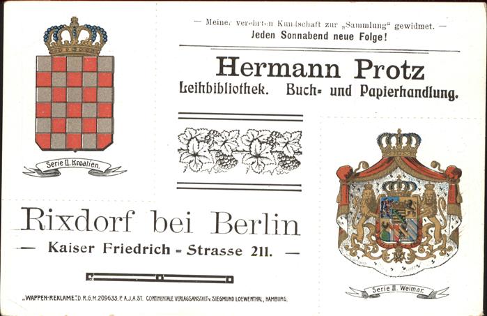 Rixdorf Berlin Hermann Protz Leihbibliothek Wappen Buc