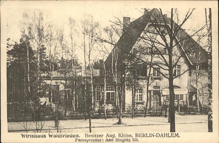Dahlem Berlin Wirtshaus Waldfrieden August Klöhm