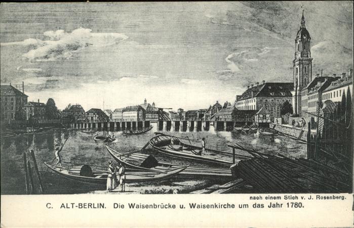 BERLIN  CITY Alt-Berlin Waisenbruecke Waisenkirche um 1780