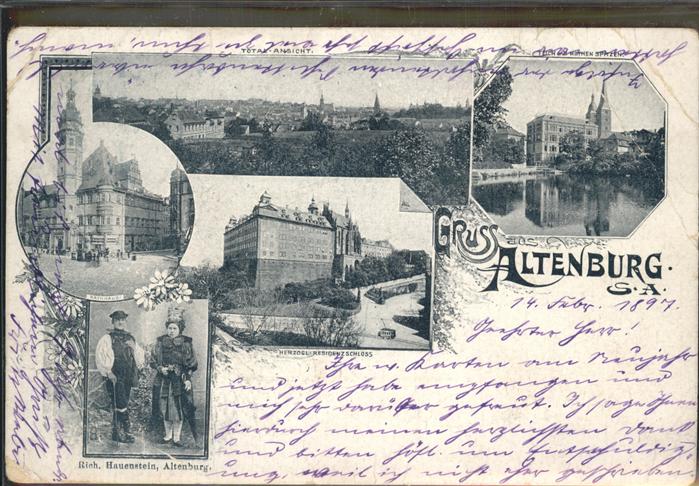 Altenburg Thueringen Panorama Rathaus Teich mit Roten Spitze