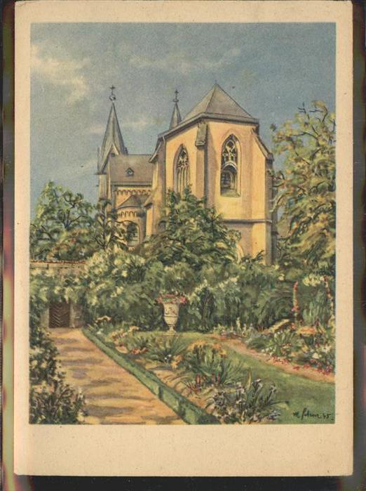 Quedlinburg Harz Schlossgarten Kuenstlerkarte Tempera M. Schewe