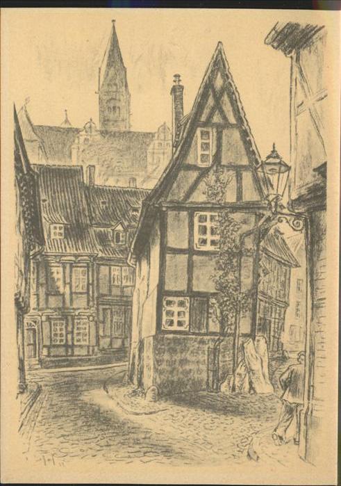 Quedlinburg Harz Finkenherd Kuenstlerkarte nach K. Hedloff