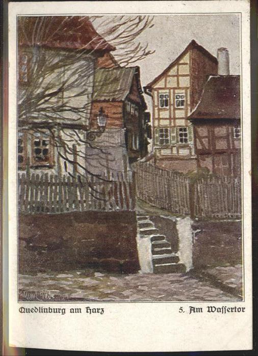 Quedlinburg Am Wassertor Künstlerkarte nach Arthur