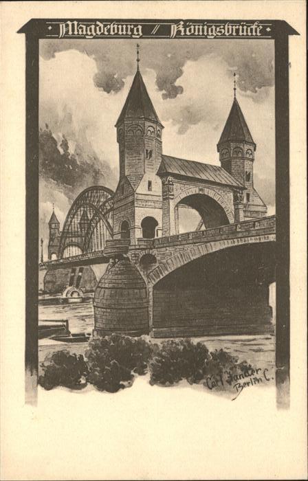 Magdeburg Königsbrücke Künstlerkarte Carl Jander