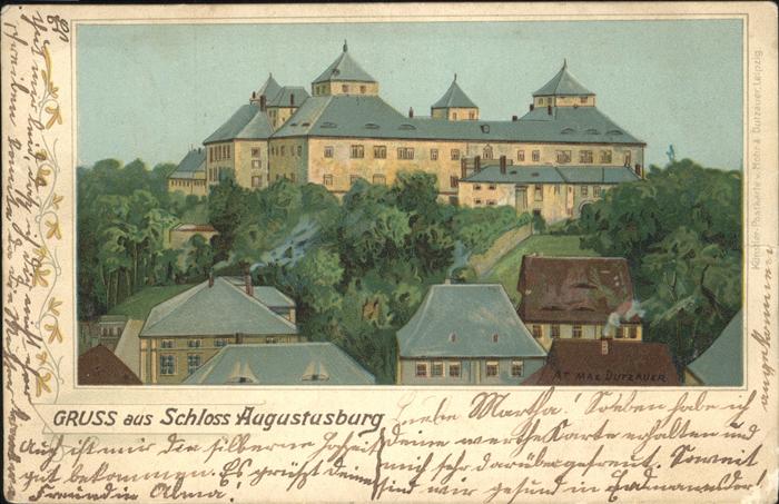 Augustusburg Schloss Künstlerkarte Max Dutzauer
