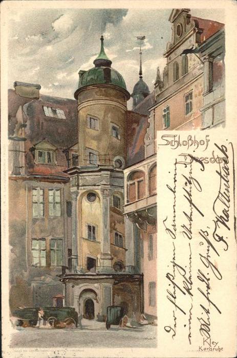 Dresden Schlosshof Künstlerkarte Kley