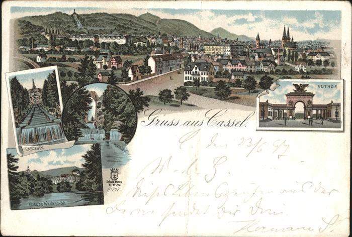 Cassel Kassel Panorma Cascaden Wasserfall Schloss Tor