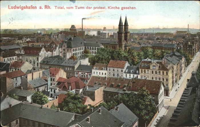 Ludwigshafen Rhein Blick vom Turm prot. Kirche