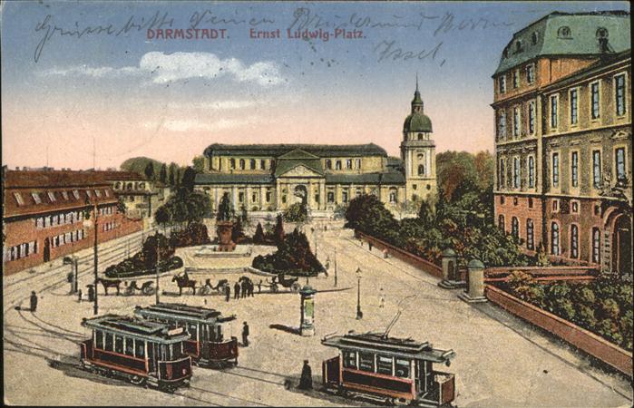 Darmstadt Ernst Ludwig Platz Strassenbahn Pferdek