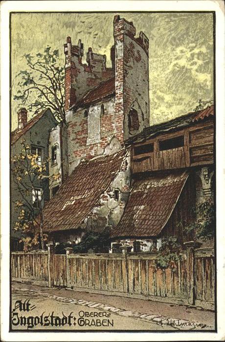 Ingolstadt Donau Oberer Graben Künstlerkarte