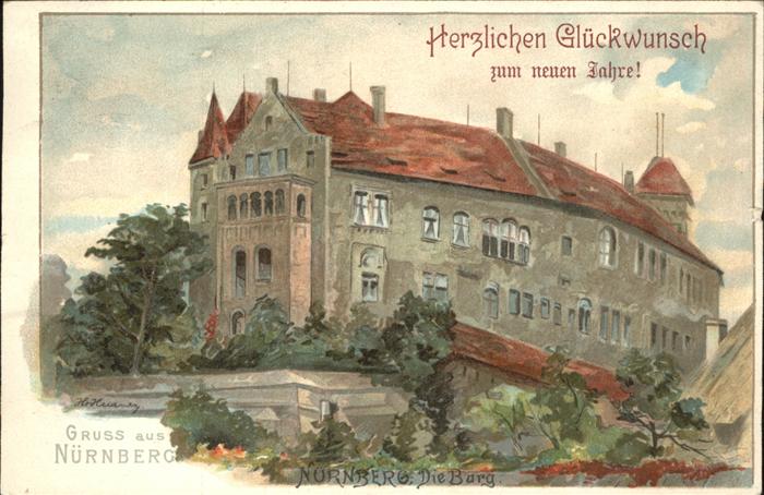 Nuernberg Neujahrskarte Künstlerkarte Burg