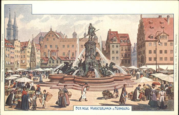 Nuernberg Neuer Marktbrunnen Künstelkarte