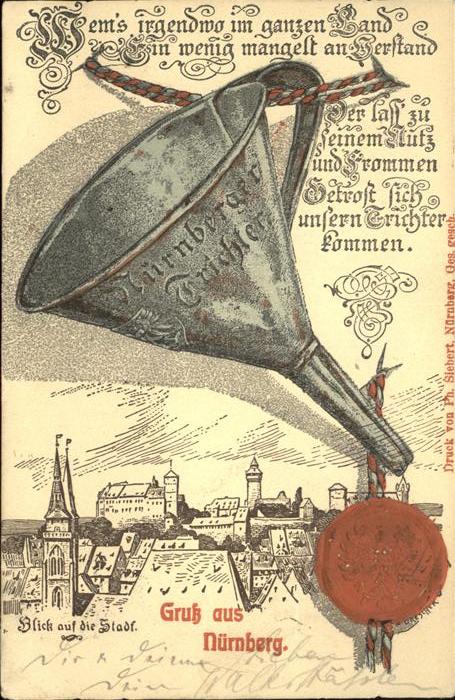 Nuernberg Nürnberger Trichter Künstlerkarte Wappe