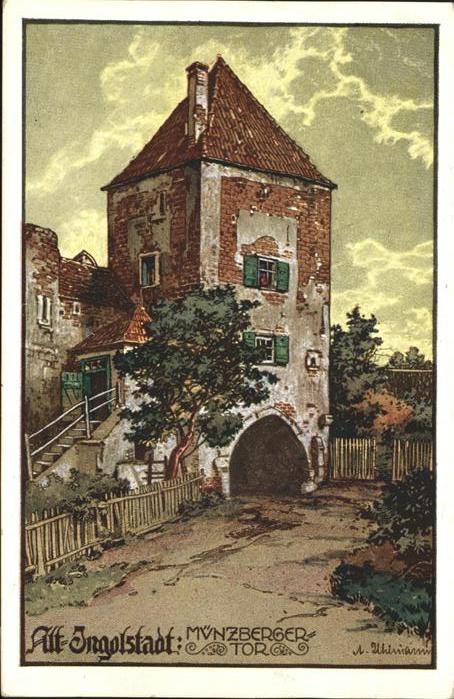 Ingolstadt Donau Münzberger Tor Künstlerkarte