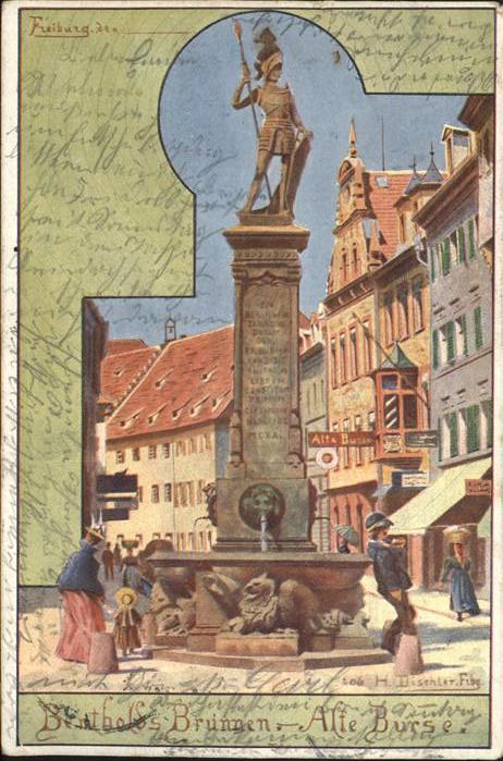 Freiburg Breisgau Bertholdsbrunne Künstlerkarte
