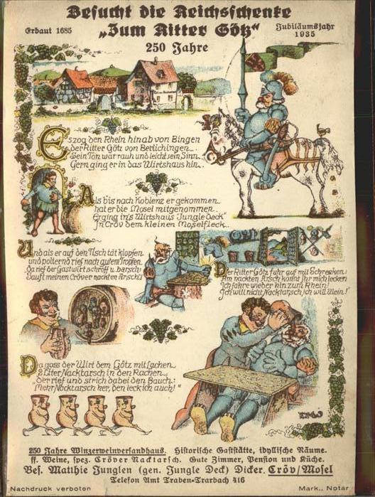 Kroev Mosel Reichsschenke Zum Ritter Götz Zeichnung
