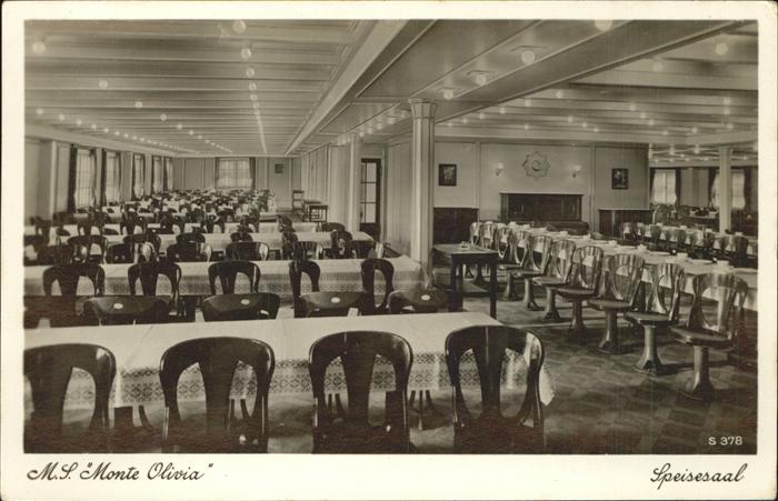 Dampfer Oceanliner M.S. Monte Olivia Speisesaal