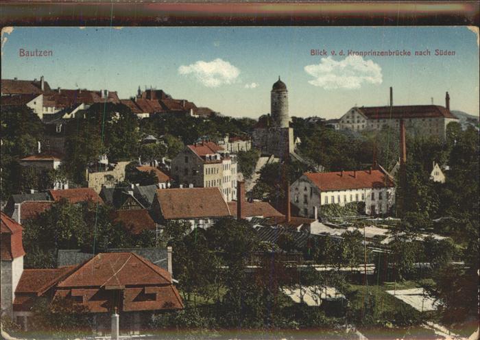 Bautzen Sachsen Blick von Kronprinzenbruecke nach Sueden