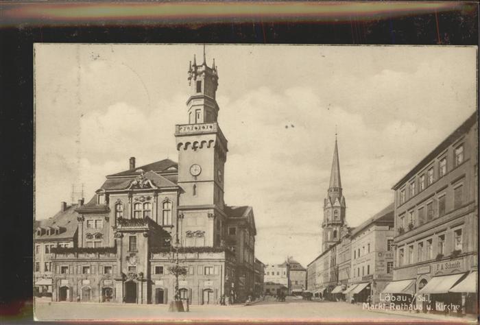 Loebau Sachsen Markt Rathaus Kirche